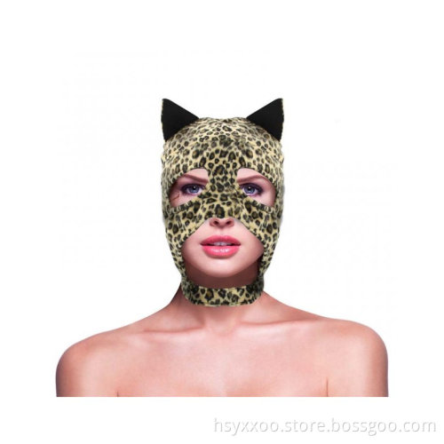 Leopard with Open Face Mask for Adult restraint romantic PVC or leather Mask /Men Slave hood /Sey toys for couples